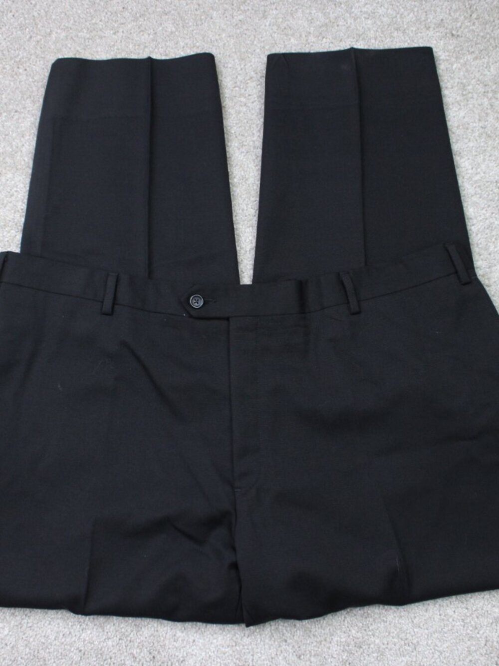 Joseph & Feiss Dress Pants Mens 44x30 Black 100% Wool Flat Front Straight